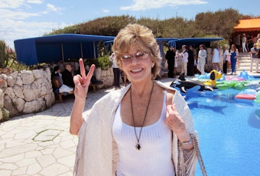 Jane Fonda in a white bathing suit