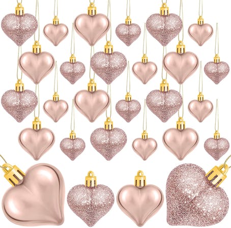 Aneco Valentine's Heart-Shaped Baubles (24 Pieces)