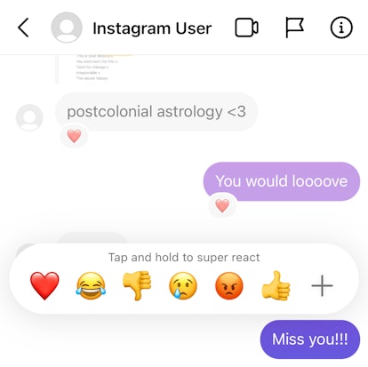 A screenshot of unsend message instagram.