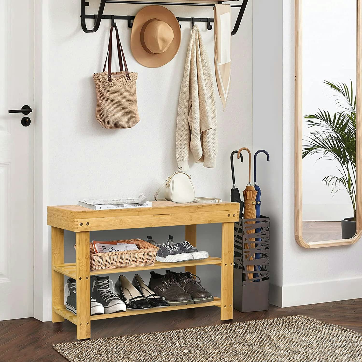 BAMBUROBA Shoe Rack Storage Bench