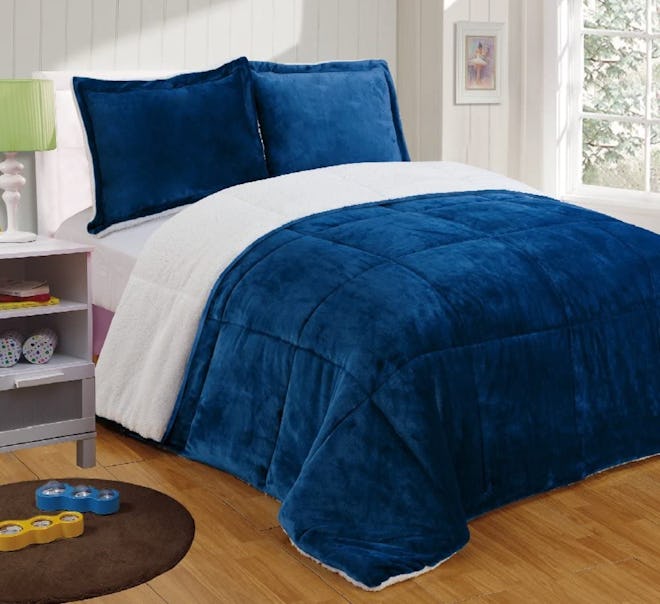 Chezmoi Collection Micromink Sherpa Reversible Comforter Set