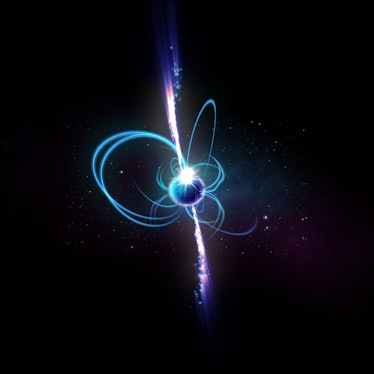 N ARTIST'S IMPRESSION OF WHAT THE OBJECT MIGHT LOOK LIKE IF IT'S A MAGNETAR. MAGNETARS ARE INCREDIBL...