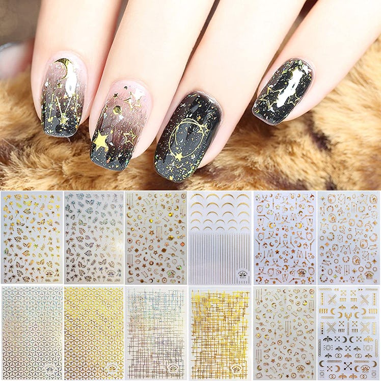 TOROKOM Metallic Nail Stickers (12 Sheets)