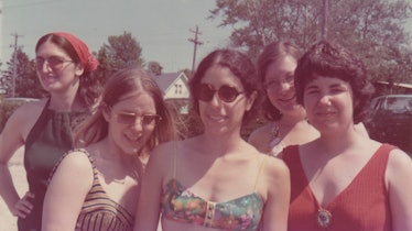 Five women from the Jane Collective standing outside, from "The Janes" documentary.