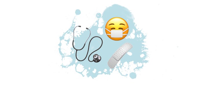 masked emoji and stethoscope for the C-section surgery itself