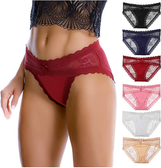 LEVAO Lace Hipster Panties (6-Pack)