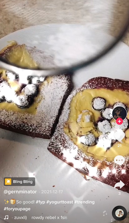 A TikToker shows how to make custard toast with this TikTok recipe, which is also known as yogurt to...