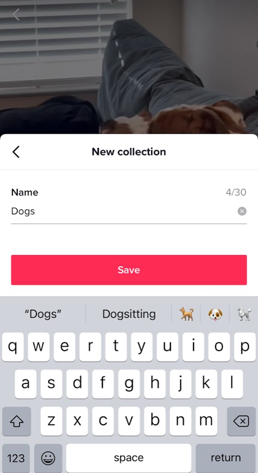 Screenshot of a TikTok showing how to create a new collection on TikTok to organize your favorite vi...