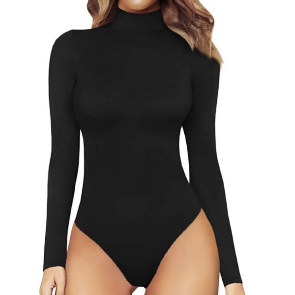 MANGOPOP Mock Turtleneck Long Sleeve Bodysuit