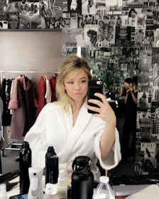 Sydney Sweeney mirror selfie in robe