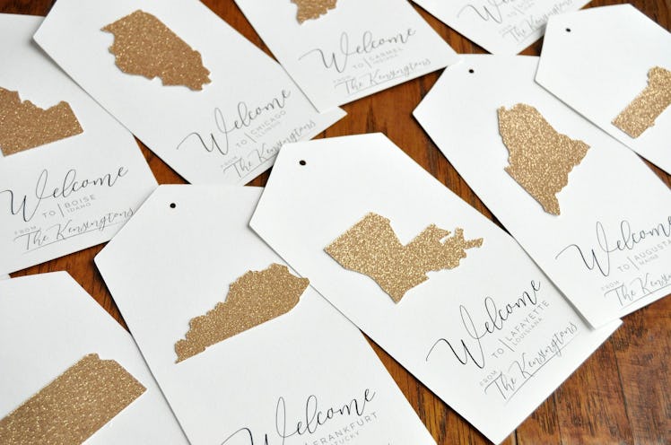 These welcome tags are a part of Etsy and Airbnb's "Art Of Hosting" collection. 