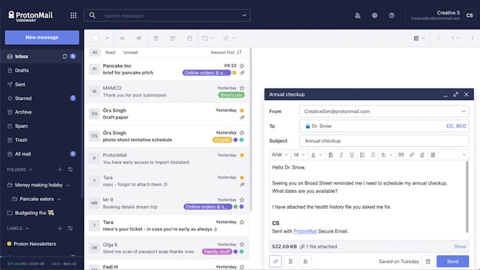ProtonMail encrypts all of your emails to keep your private data safe.