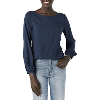 Amazon Essentials Georgette Bateau Neck Blouson Sleeve Shirt