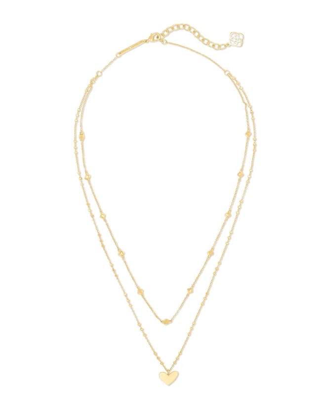 Gold layered necklace set with hearts