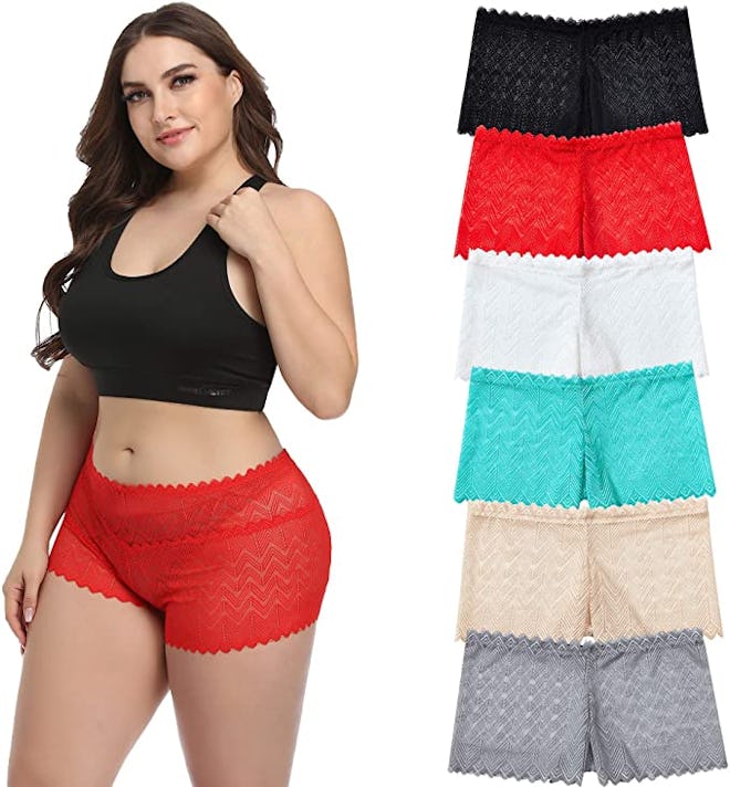 Wemoven Lace Boyshort Panties (6-Pack)