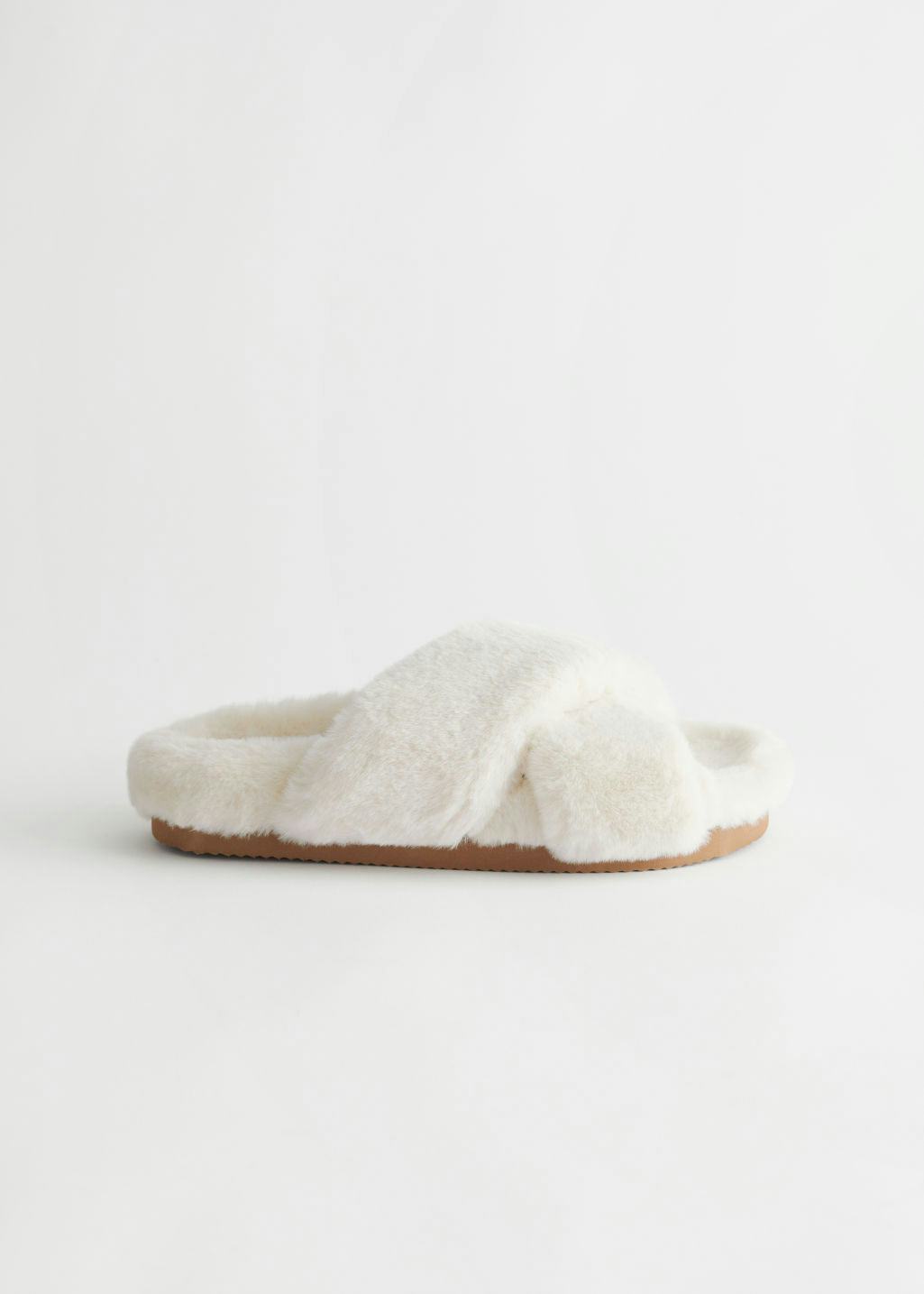 Criss Cross Faux Fur Slippers