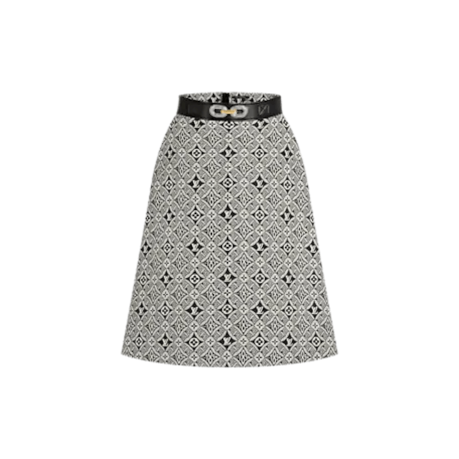 Louis Vuitton Knee-Length A-Line Skirt With Metallic Buckle