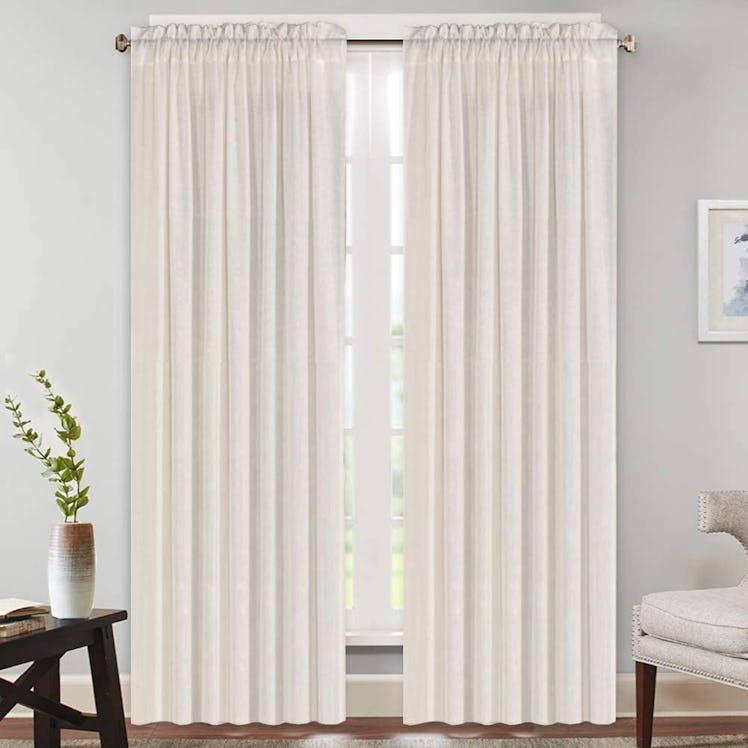 PrinceDeco Natural Semi Sheer Linen Curtains