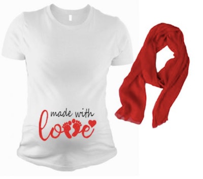 "Made with Love" Shirt makes a great Valentine maternity shirt