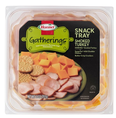 Hormel Gathering Snack Tray with smoked turkey is a Super Bowl appetizer from Walmart.