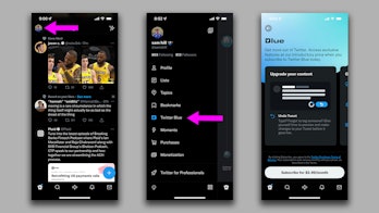 You can find Twitter Blue in the mobile app’s sidebar.