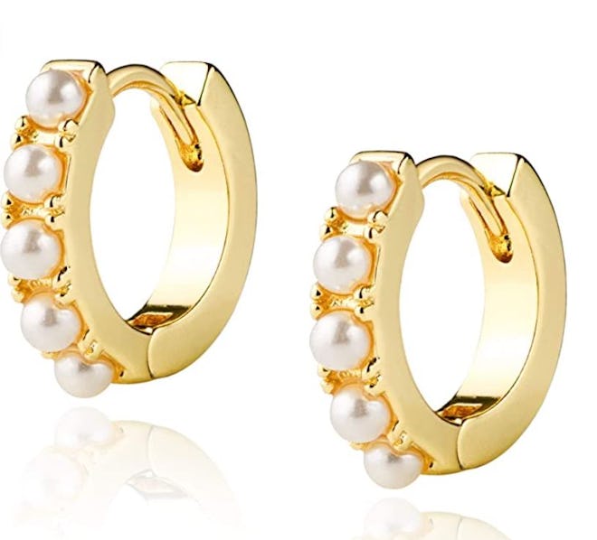 LAVLA Small Pearl Huggie Earrings