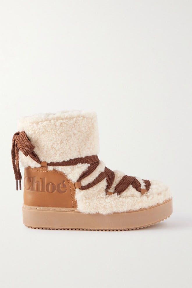 See by Chloé Charlee Leather and Shearling Ankle Boots