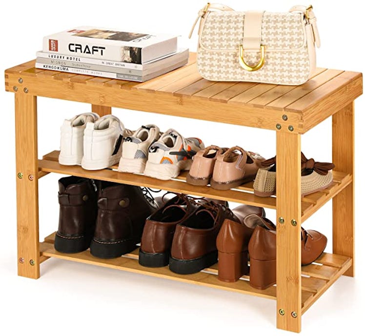 Pipishell Bamboo Shoe Rack Bench