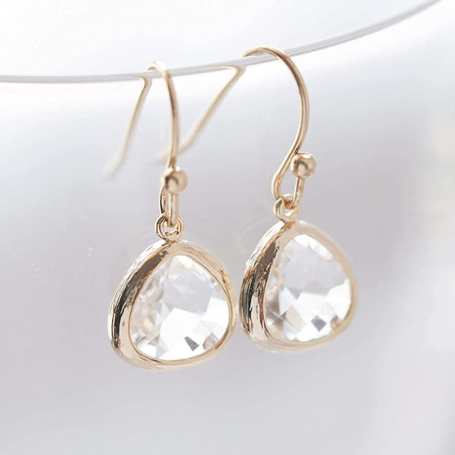 MJLuLu Clear Crystal Glass Drop Earrings