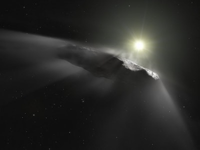 oumuamua with the sun as a background