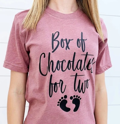 "Box of Chocolates For Two" Shirt makes a great Valentine maternity shirt