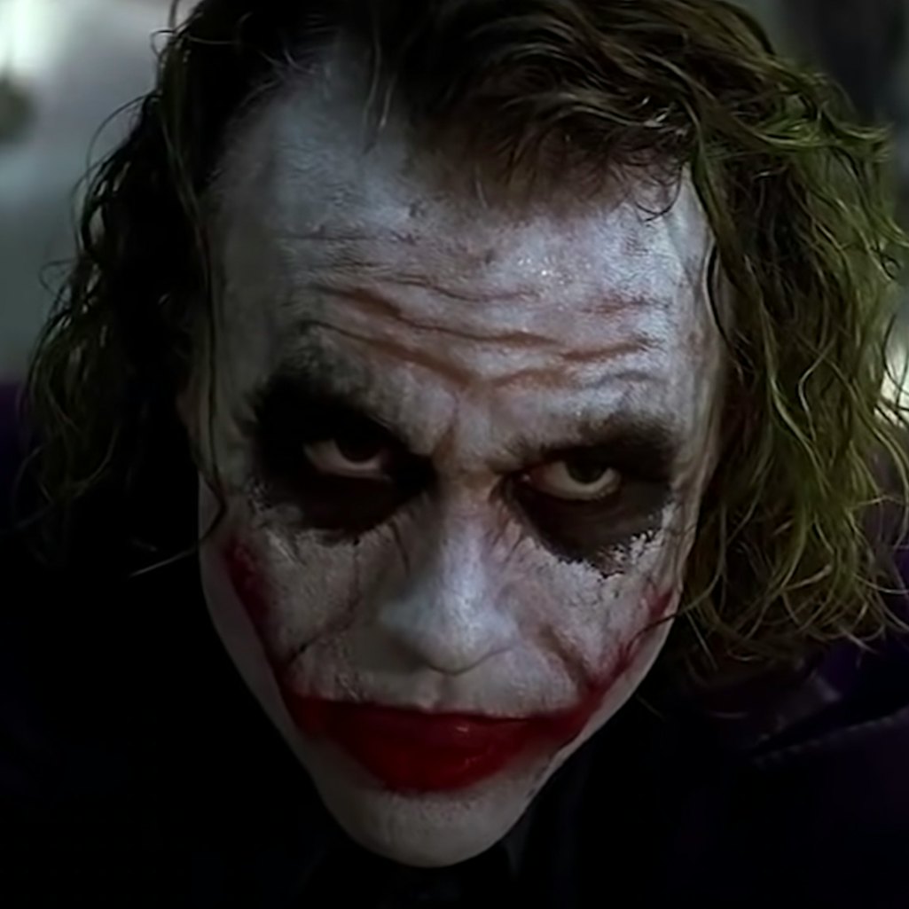 Heath Ledger as The Joker in 'The Dark Knight' (2008). Photo courtesy of Warner Bros. Pictures.