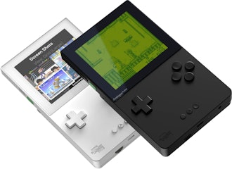 Two Analogue Pocket units in black and white