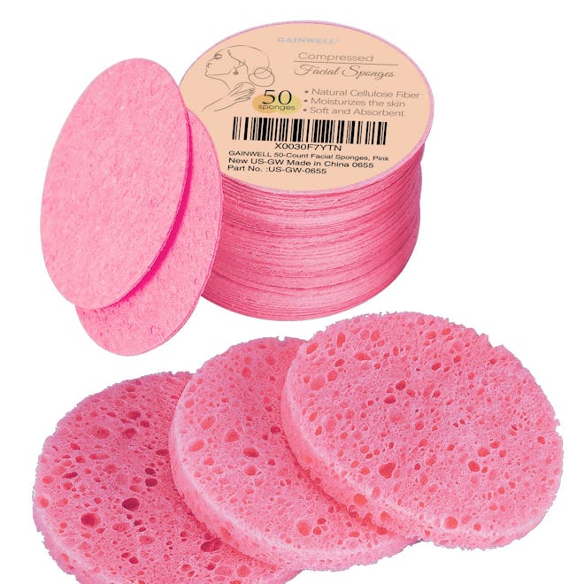 GAINWELL Compressed Facial Sponges for Daily Facial Cleansing and Exfoliating (50 Pieces)
