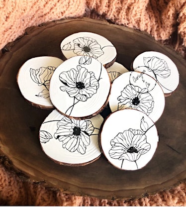 Hand-Painted Floral Coasters (Set Of 4)