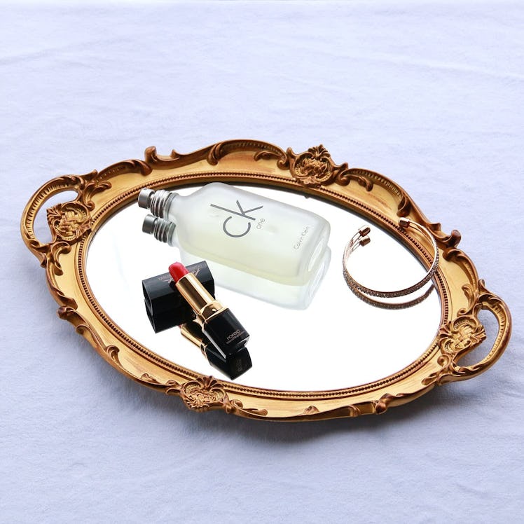 Zosenley Polyresin Ellipse Antique Decorative Mirror Tray