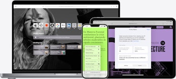 Several Apple devices using Safari.