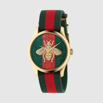 Gucci tr-color G-Timeless watch.