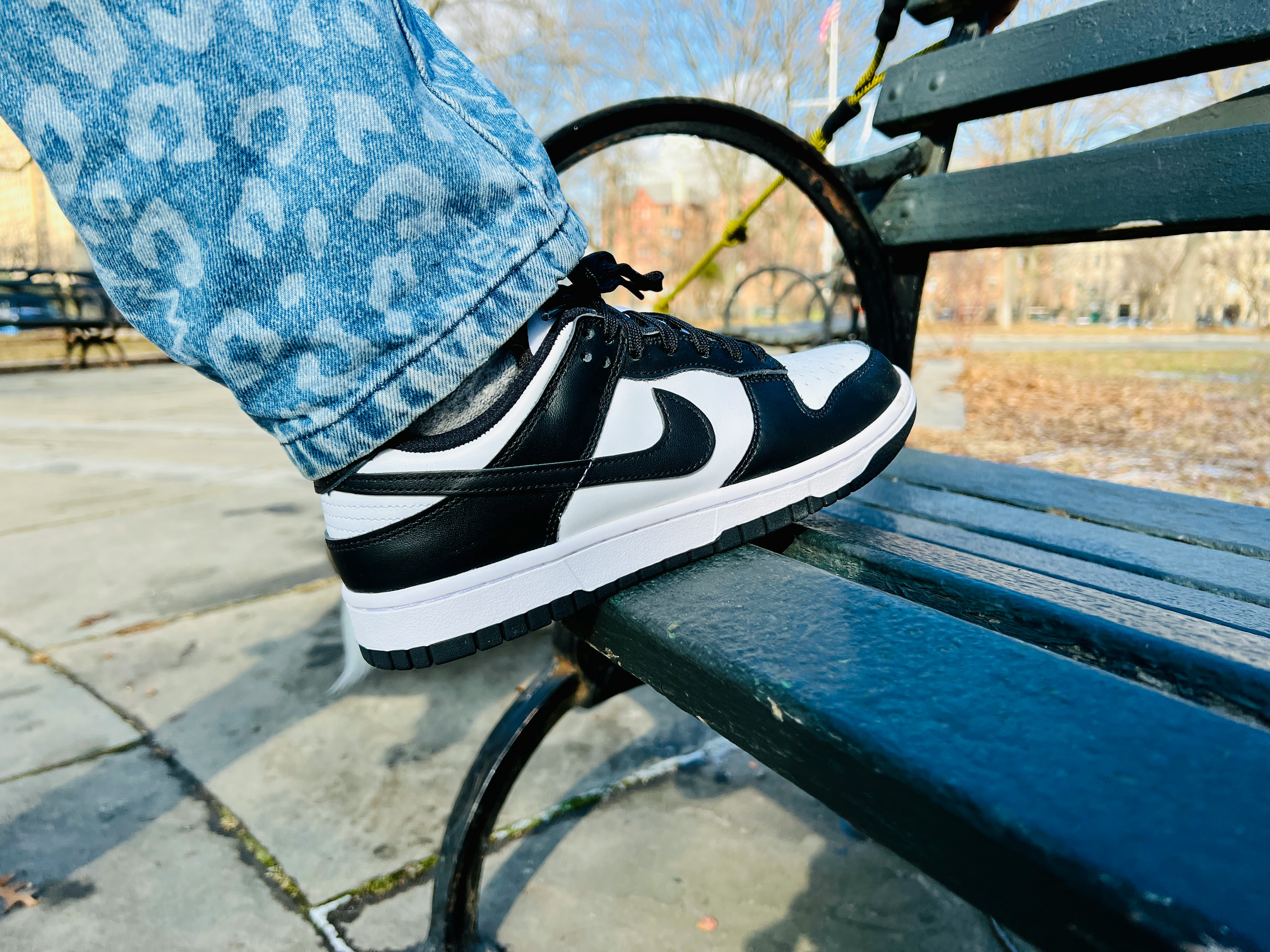 nike dunk low retro black white on feet