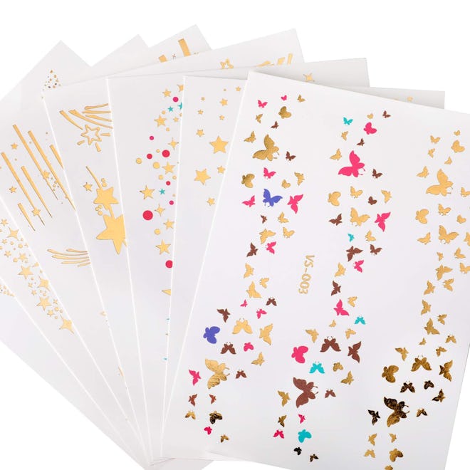 Konsait Metallic Face Tattoos  (7 Sheets)