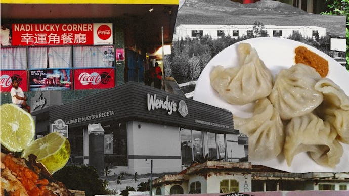 A collage of an overly curated restaurant, food and streets