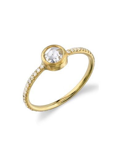 Rose Cut Diamond Yellow Gold Ring  