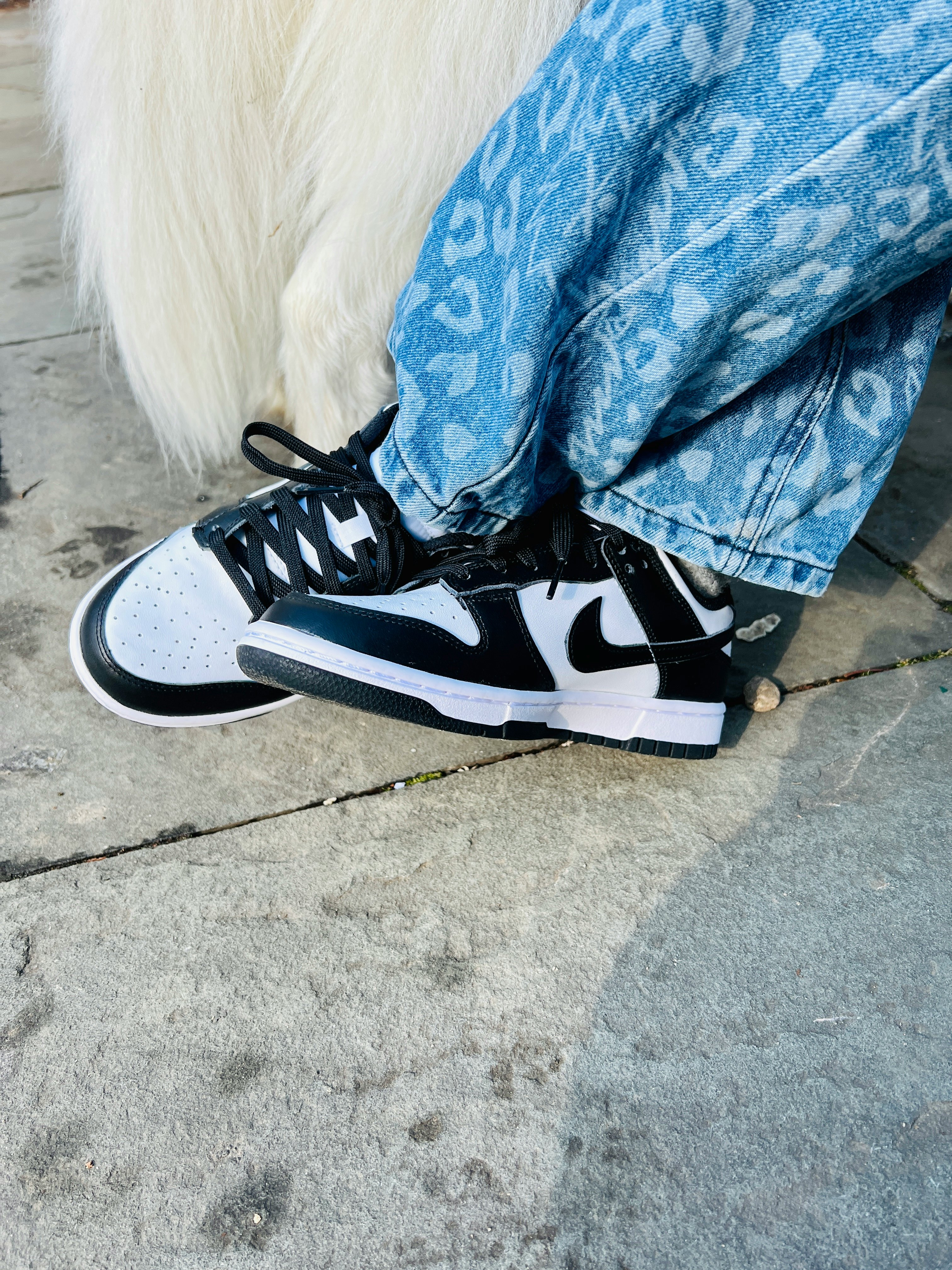 nike dunk low panda on feet