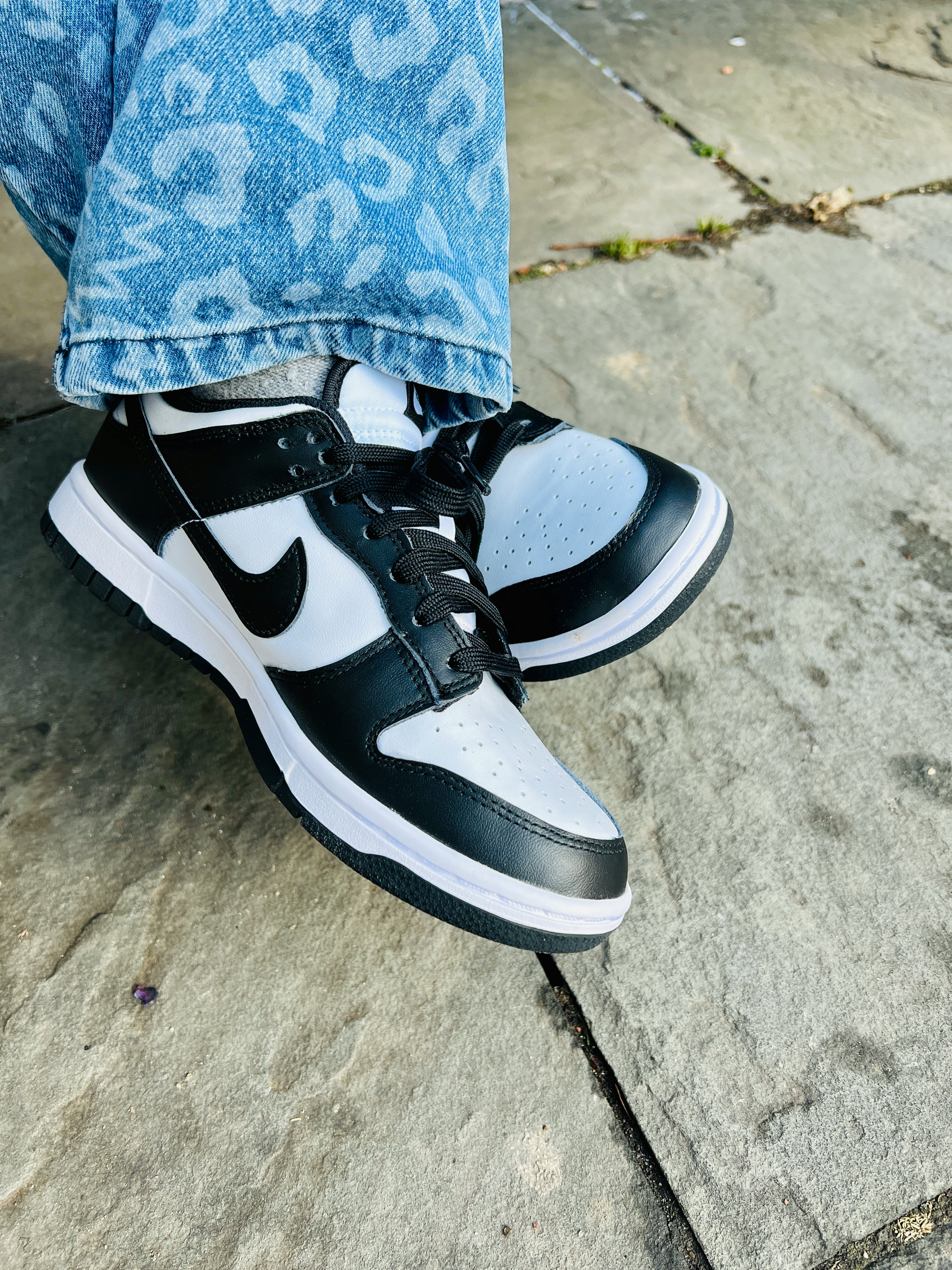 dunk low panda on feet