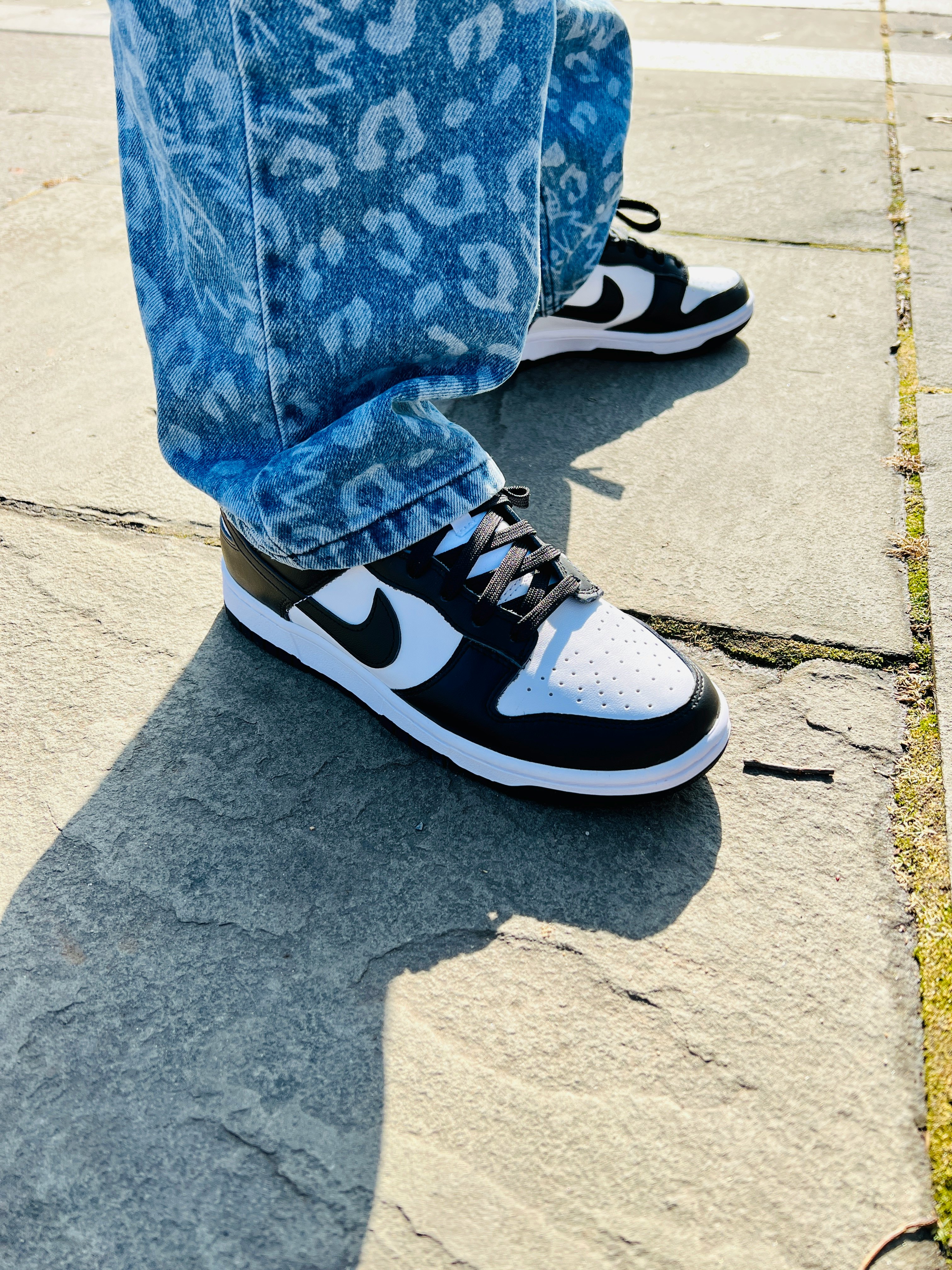 nike dunk low panda on feet