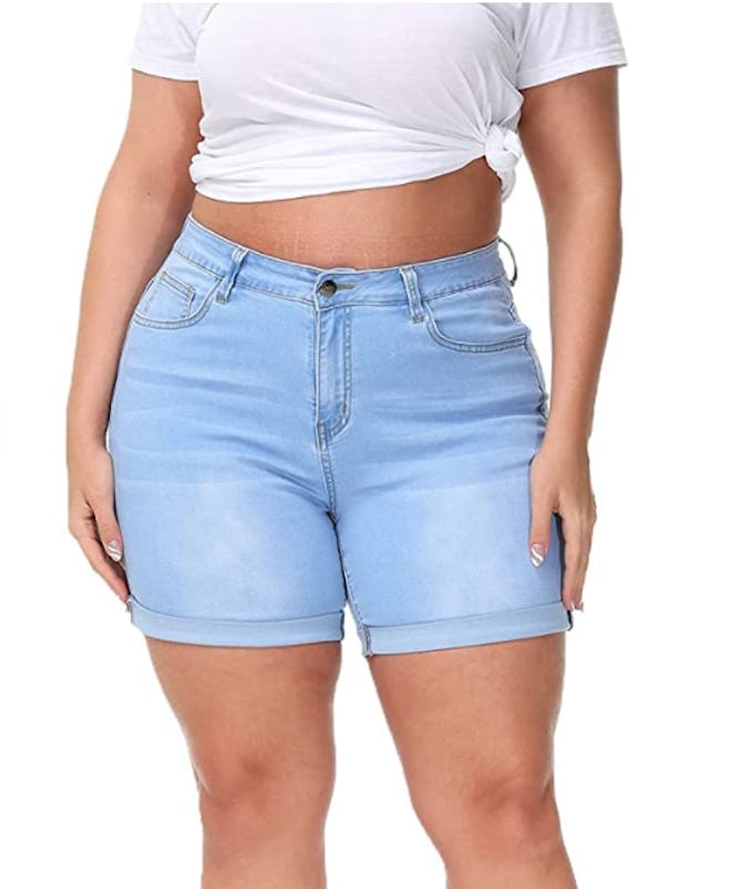ALLEGRACE High-Waisted Denim Shorts