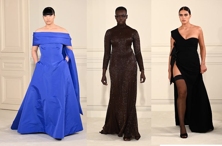 Levie Hsieh, Apollo Yom, and Jill Kortleve walk the spring 2022 Valentino couture show