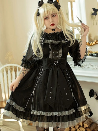 Plus Size Heartbeat Warning Black Lolita Dress JSK