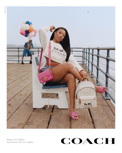 Megan Thee Stallion in Coach Spring/Summer 2022 campaign.