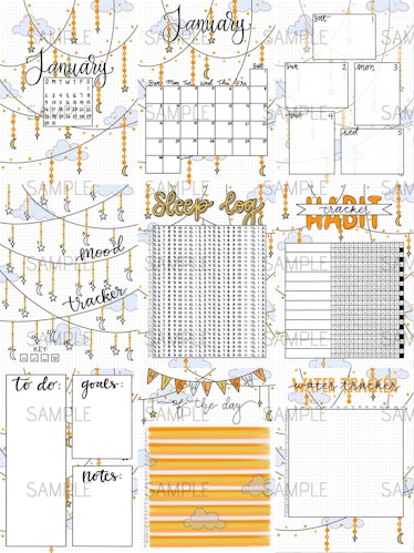 This digital January bullet journal from Etsy for 2022 can be downloaded right away. 